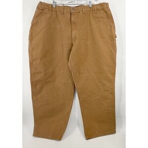 Carhartt Mens Work Dungaree Pants Mens 48x32 Brown Carpenter Canvas Utility Work
